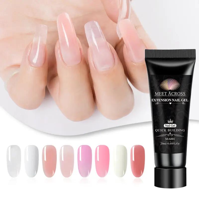 MEET ACROSS Extension Nail Gel kit by Simples Market with acrylic gel builder and color swatches