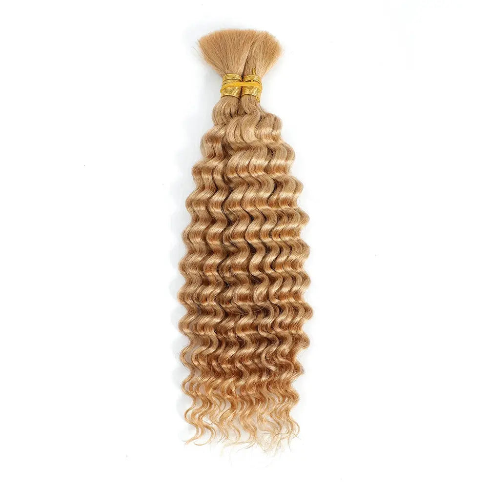 Deep wave bulk human hair bundle by Simples Market, 100g no weft, golden blonde