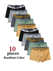 Simples Market men's 10-pack boxer shorts in assorted colors; breathable, high-stretch fabric.