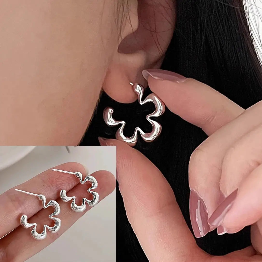 925 Sterling Silver Star Hoop Earrings For Women And Girls Trendy Original Hip Hop Style Jewelry Gift