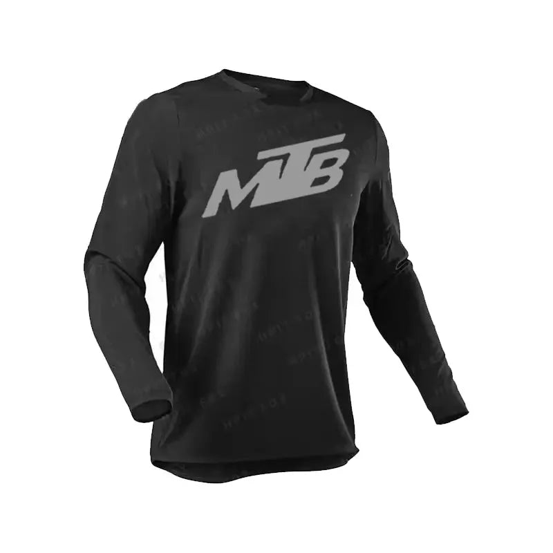 MTB long-sleeve cycling jersey in black with large MTB logo