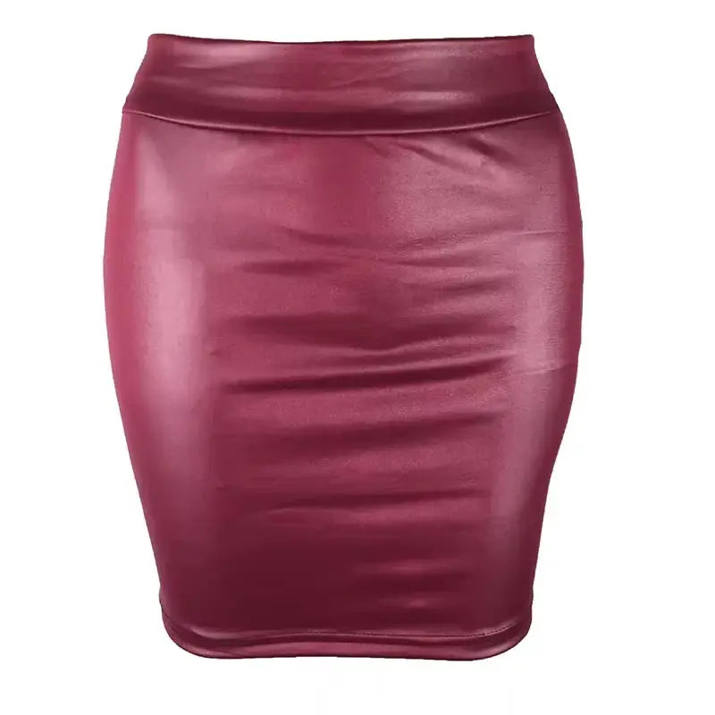 Mini skirt by Simples Market, burgundy PU leather, high-waisted