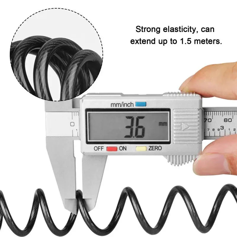Motorcycle cable lock by Simples Market, black braided steel cable, 4-digit combo, portable