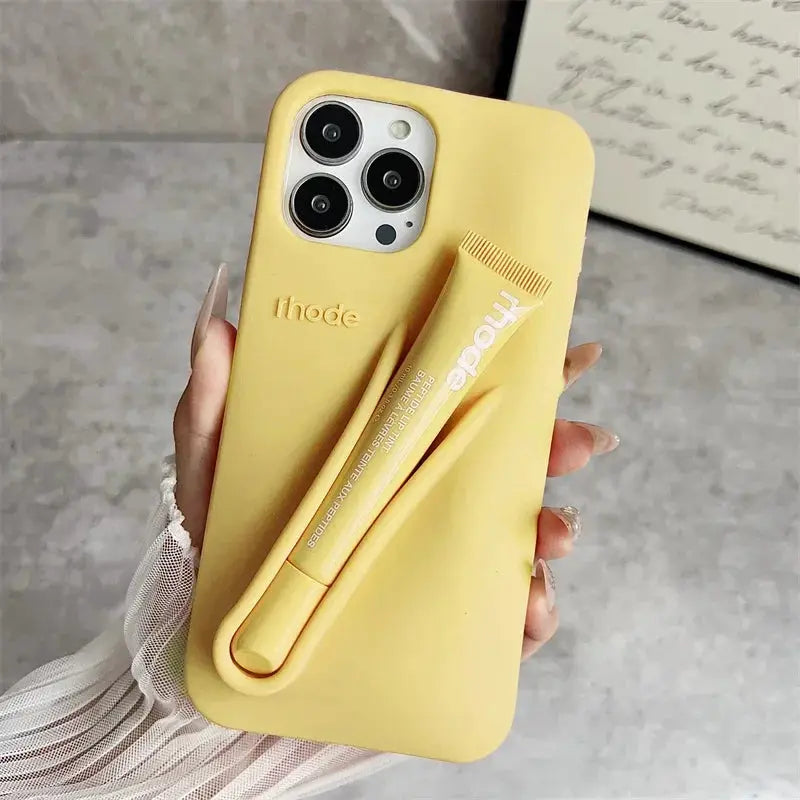 Lemontini Lip Gloss Silicone Phone Case For iPhone 11 Through 17 Pro Max Plus Air Makeup Inspired Lip Glaze