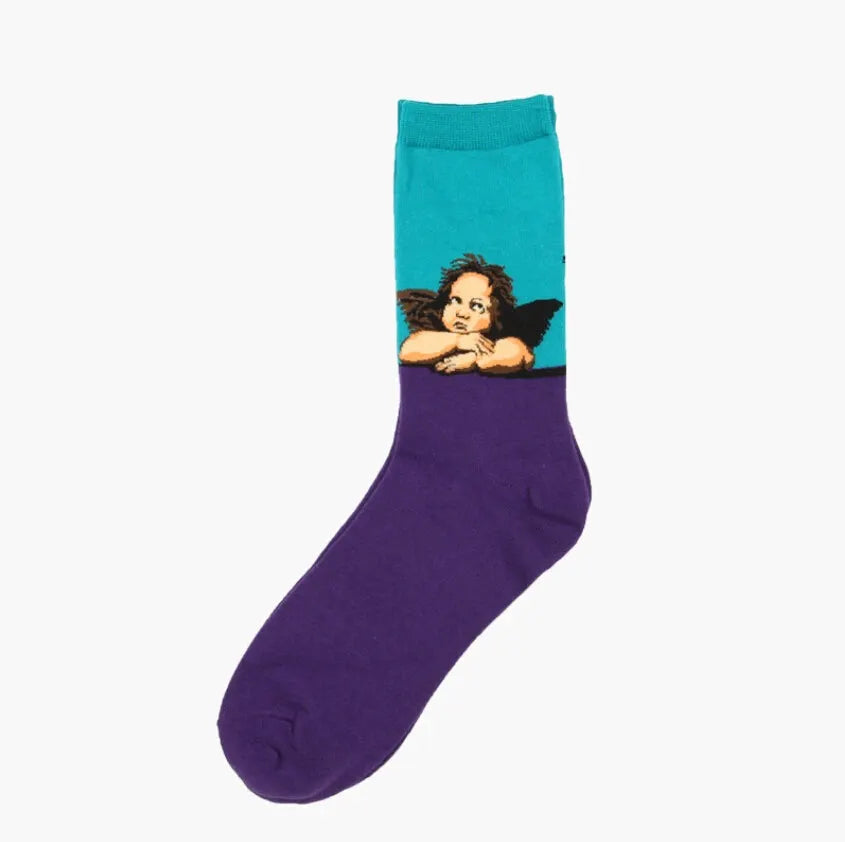 Van Gogh Mural Inspired Retro Men Socks 1 Pair Autumn Winter World Famous Oil Painting Series Funny Socks