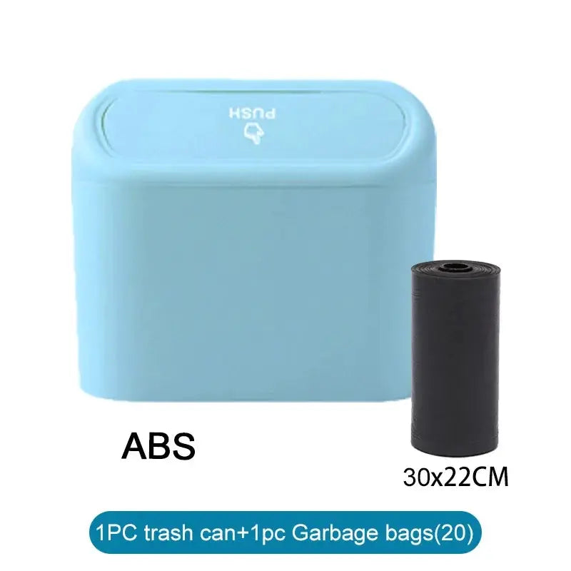 SUITU Car Trash Can With Lid Leakproof Compact ABS Car Trash Bin Includes 60 Bags And 300 Replacement Bags
