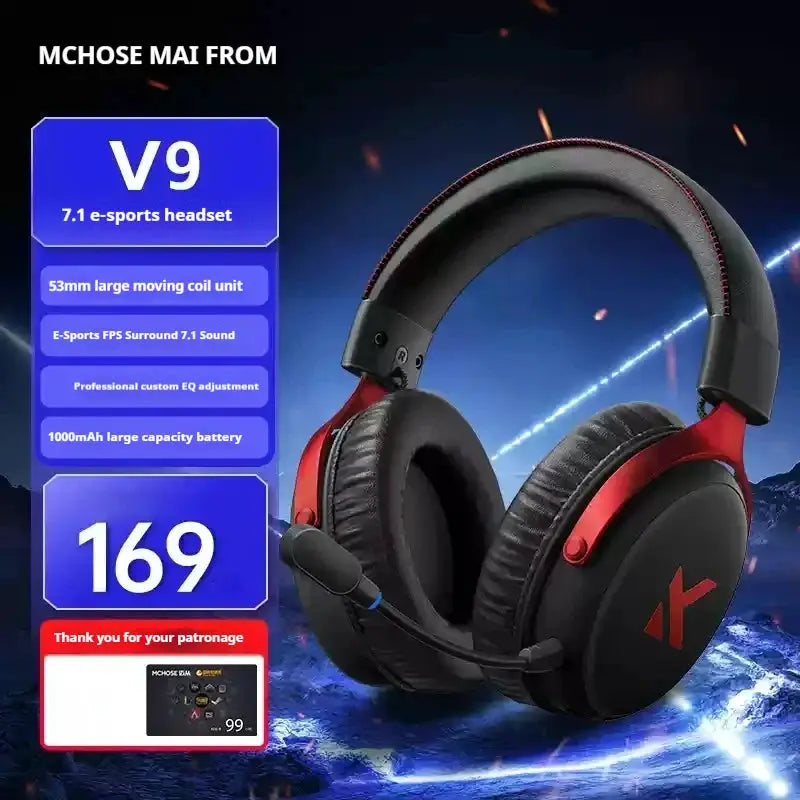 MCHOSE V9 Pro Wireless Bluetooth Headset Three Mode Noise Reduction Microphone For Low Latency Office And Gaming