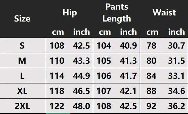 Simples Market straight jeans size chart with hip, pants length, and waist measurements for S–2XL (5 sizes).