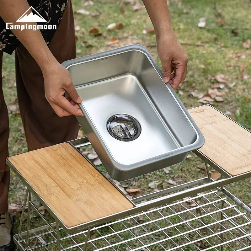 Campingmoon IGT one-unit sink, 304 stainless steel, outdoor camping dishwashing basin