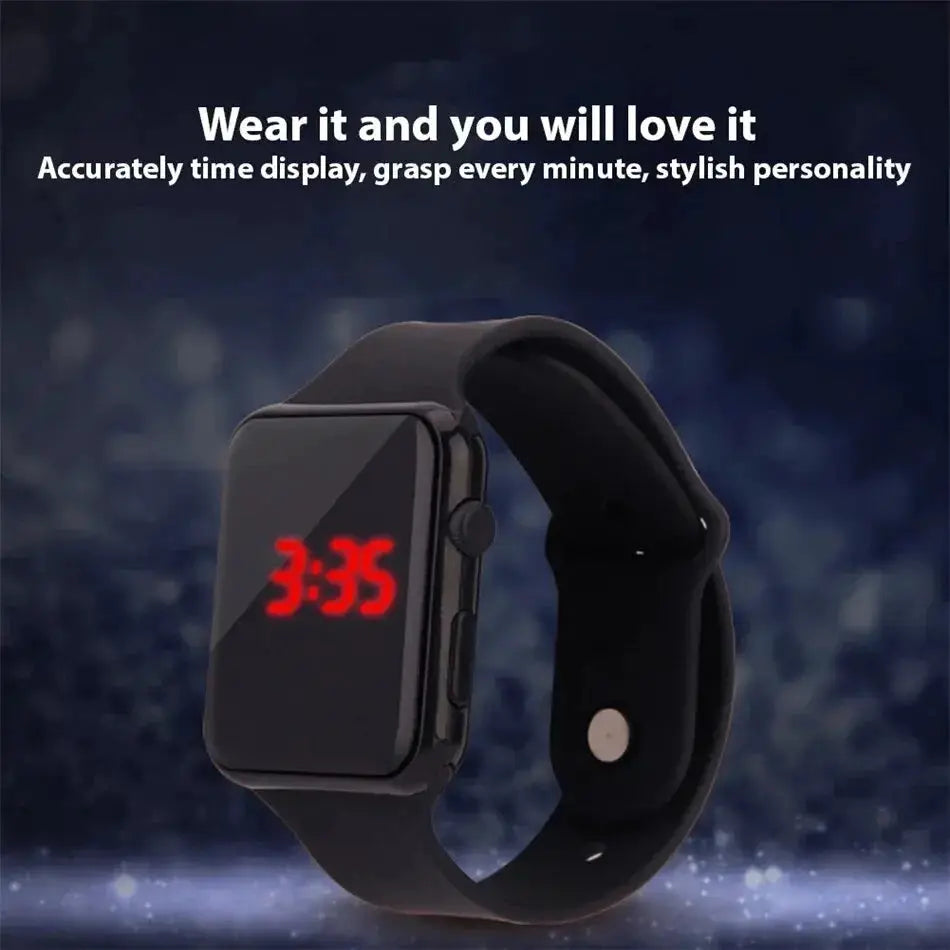 NovaTime Digital LED Watch for Men and Women Sleek Black Silicone Strap Easy Read Display