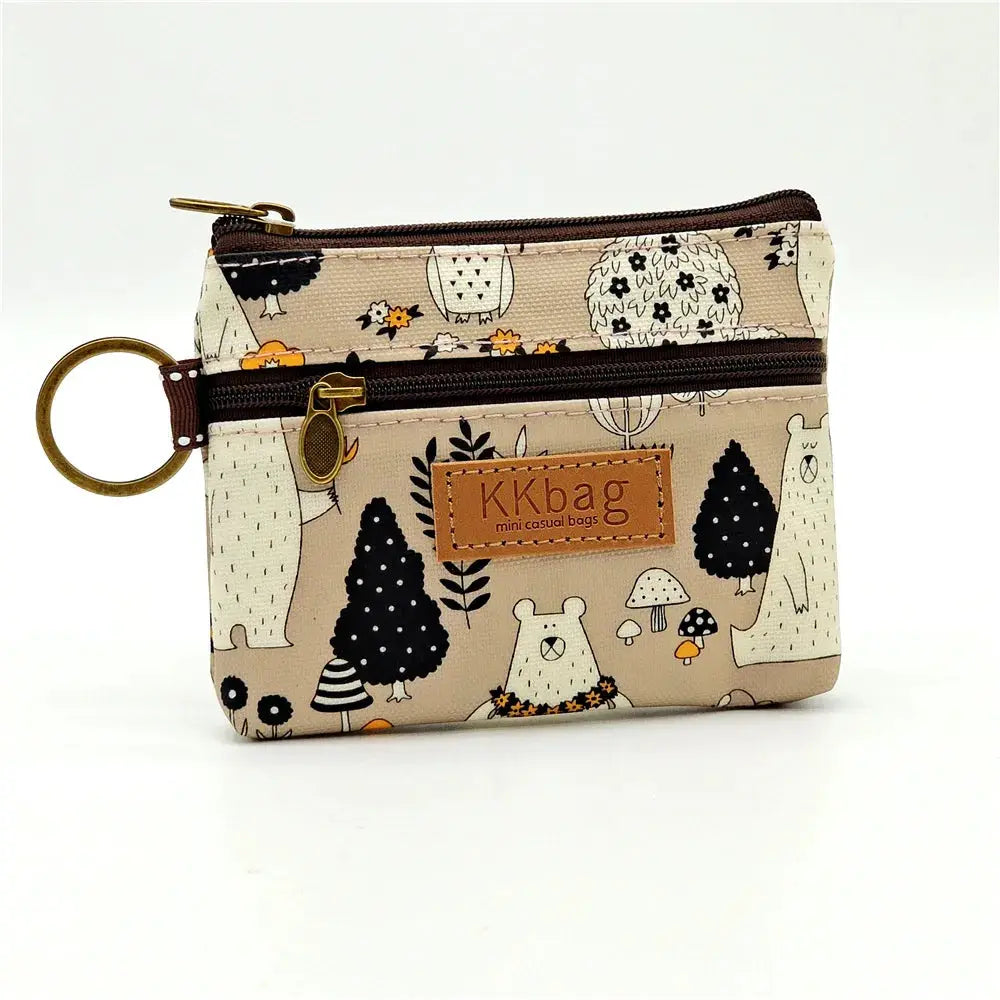 Cute Animals Wallet Zipper Purse Cartoon Patchwork Compact Lightweight Waterproof Wear Resistant Durable