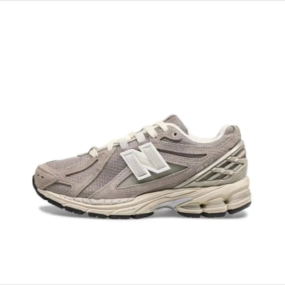Simples Market retro dad shoes, beige mesh sneakers with chunky off-white sole and N logo