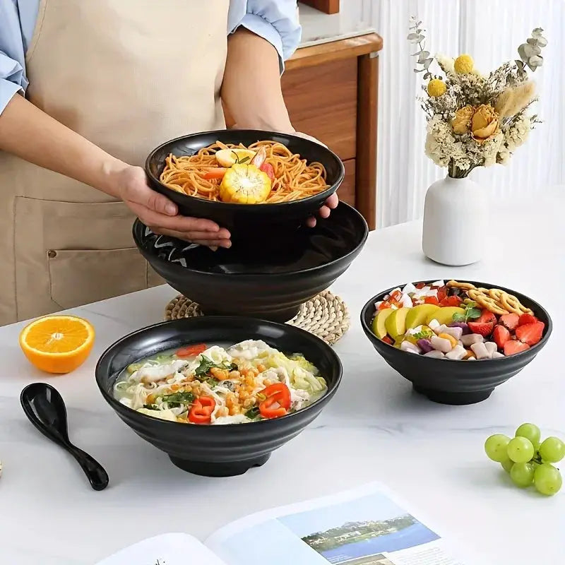 Thickened Plastic Ramen Bowl With Anti Slip Base Solid Color Lamian Salad Bowl For Kitchen Restaurant Not Ceramic