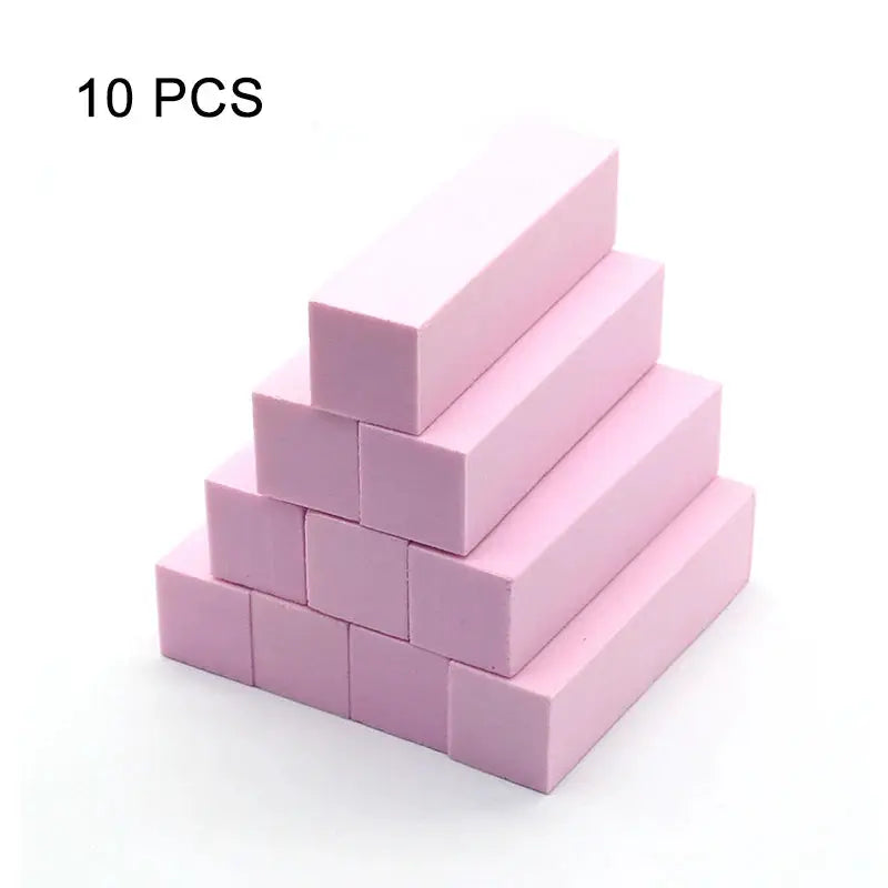 ElegantNail Pink Four Sided Cushioned Nail Buffer For Shaping Smoothing And Polishing Natural And Acrylic Nails