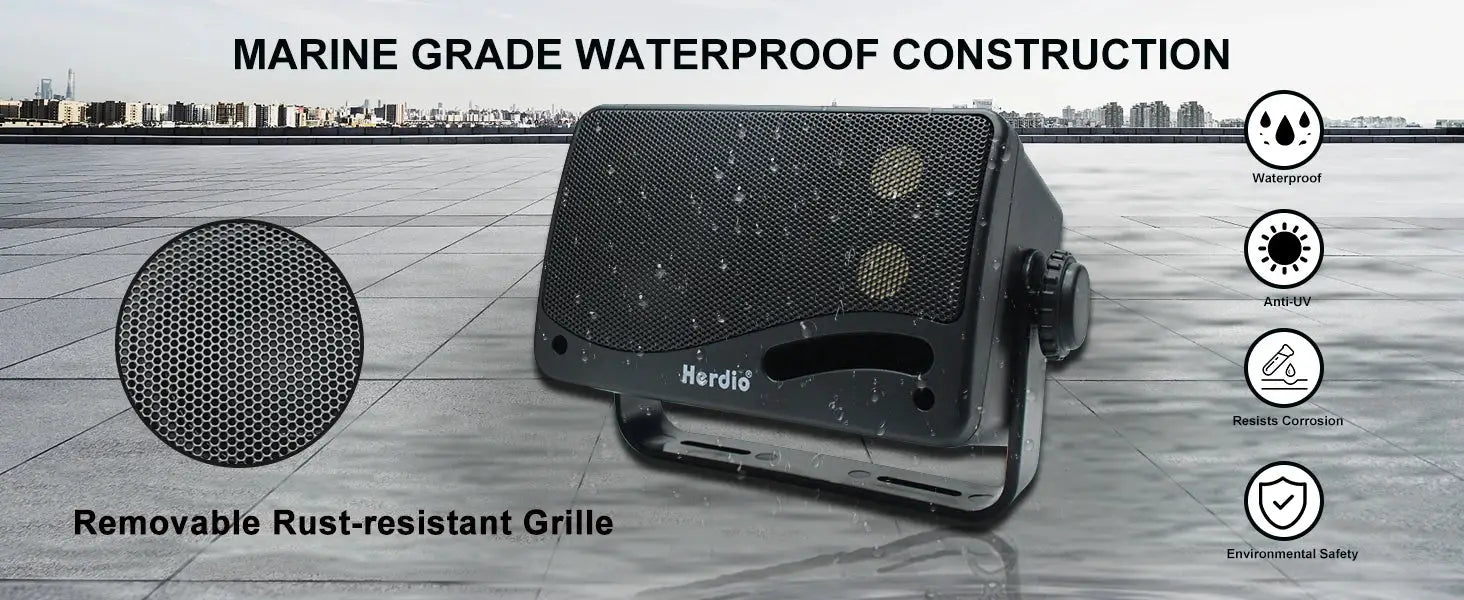Herdio 3.5'' outdoor wired speakers with wall mount, waterproof and rust-resistant grille, 200W, Simples Market