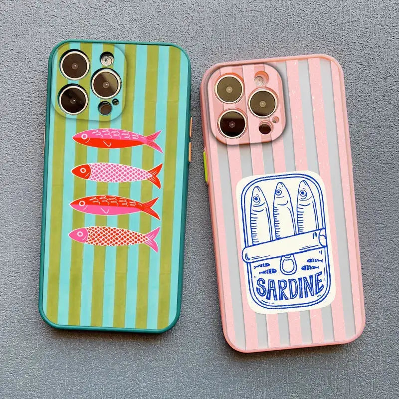 Sardines Color Fish Phone Case Shockproof Semi Wrapped Protection for iPhone 11 12 13 14 15 16 17 Pro Max