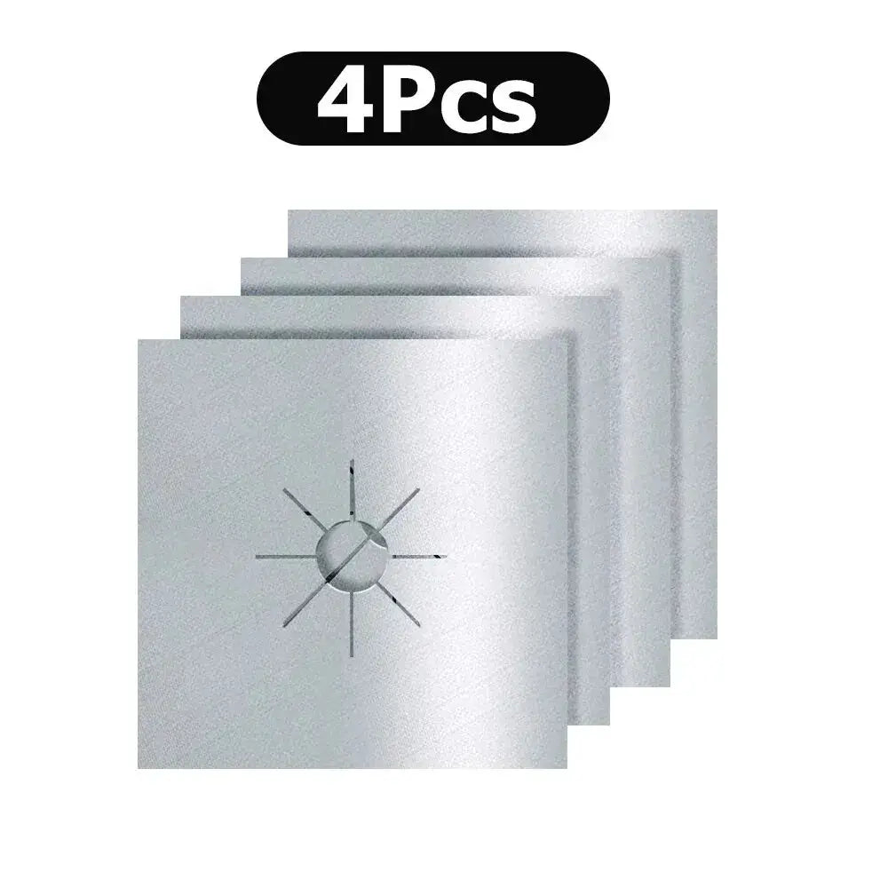 Four Or Eight Piece Gas Stove Protector Cover Set Stovetop Burner Liners Fiberglass Mats For Easy Cleanup