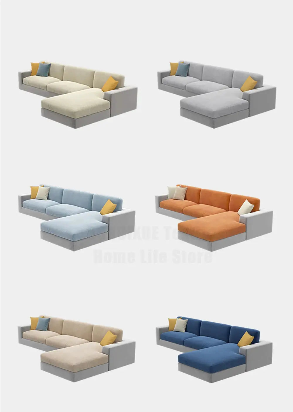 Velvet sofa cushion cover set by Simples Market in six colors for L-shaped sectional couches