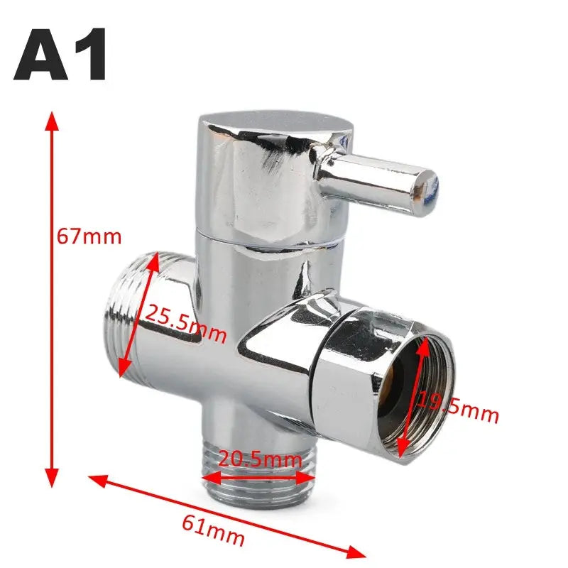 Simples Market 3-Way Brass Shower Arm Diverter Valve, chrome finish, G1/2 and G3/4 fittings