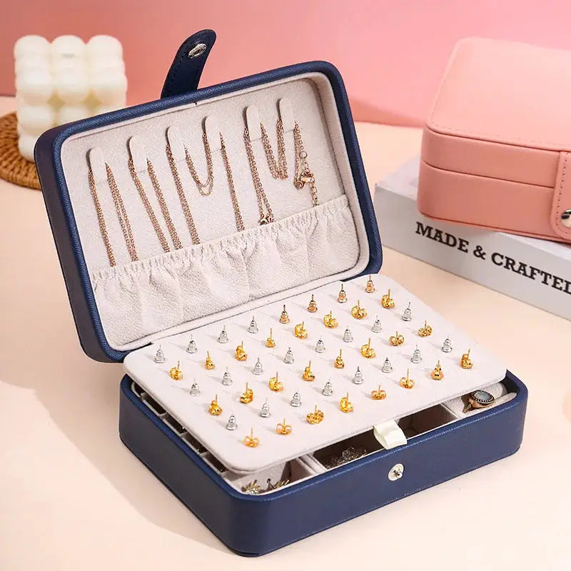 LuxCarry Portable Jewelry Storage Box For Travel Waterproof PU Leather Organizer With Large Capacity