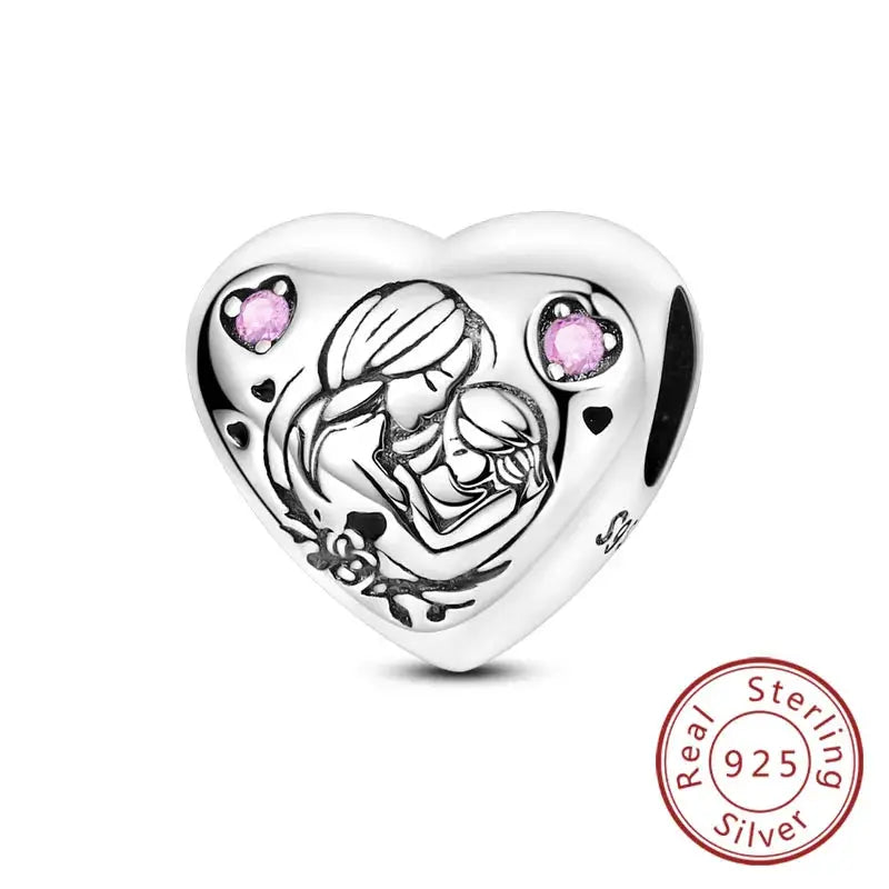 925 Sterling Silver Charms Beads Forever Love Heart Dangle For Bracelet Women Jewelry Gift Sister Family Life
