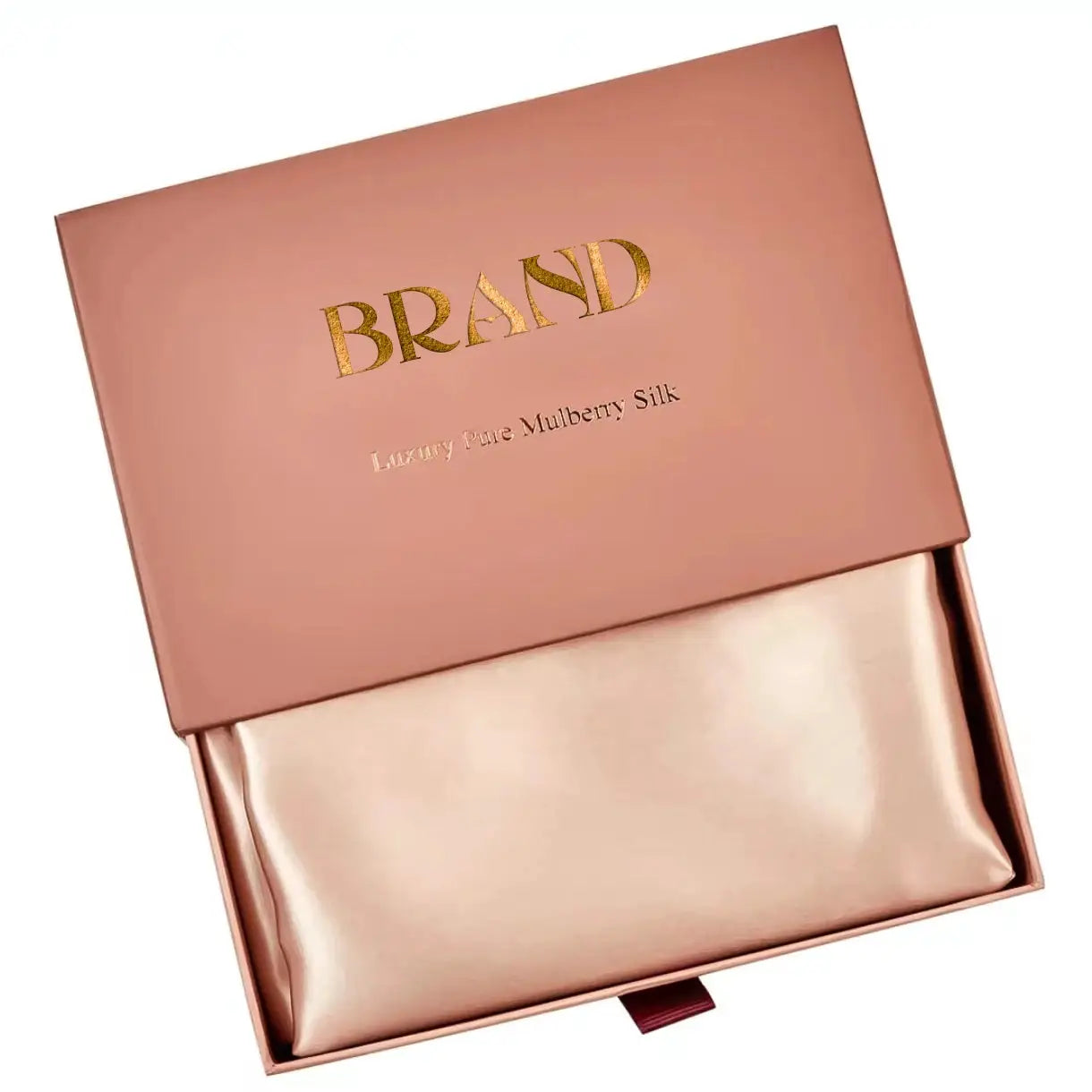 Mulberry silk pillowcase by Simples Market in rose-gold packaging with OEKO-TEX 19 momme