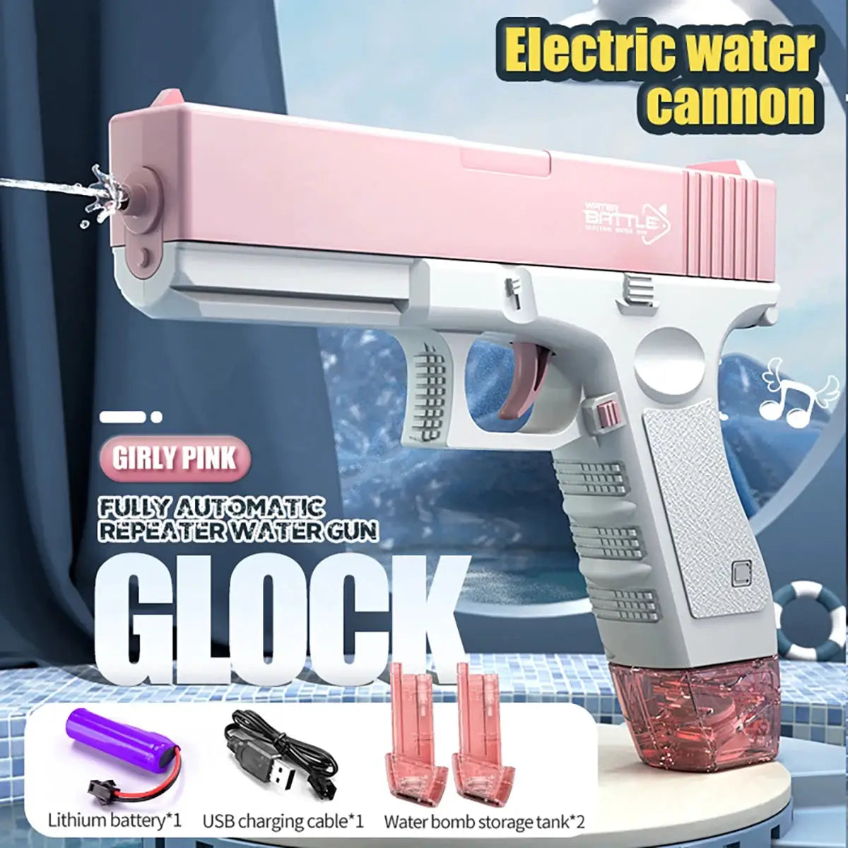 Rechargeable Electric Water Gun With Automatic And Manual Spray Modes For Adults And Kids 32 Feet Range