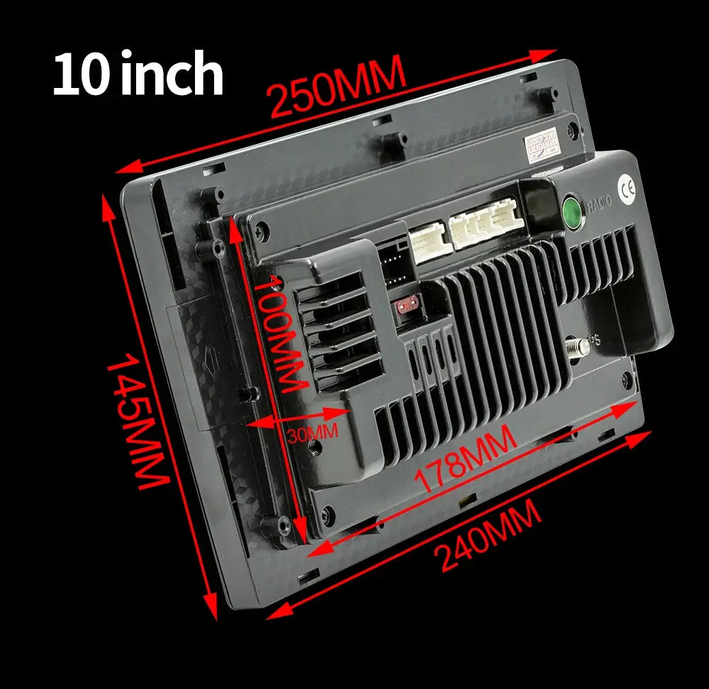 Simples Market BQCC 4core 2-DIN Android Auto car radio, black rear unit with connectors and cooling fins