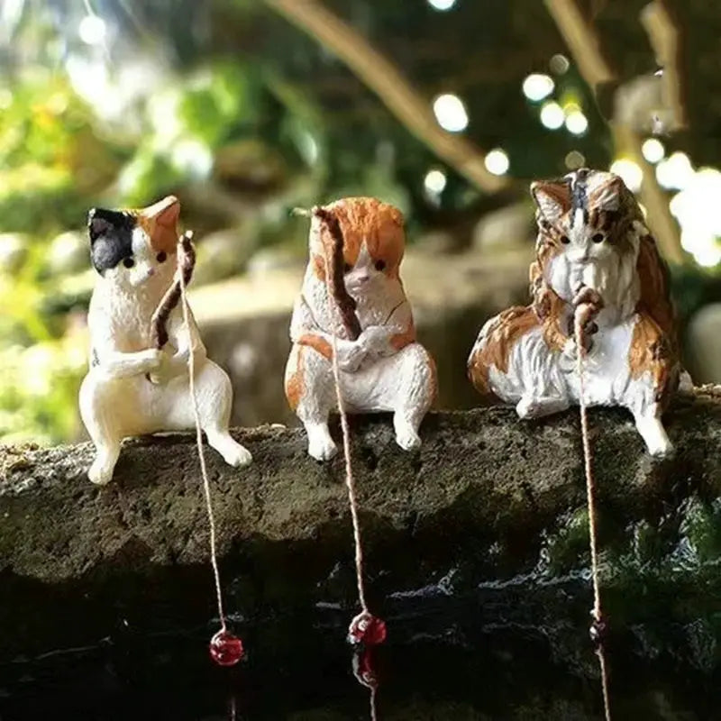 Cartoon Fishing Ornament Resin Figure For Aquarium Landscaping Decor Home And Office Decoration