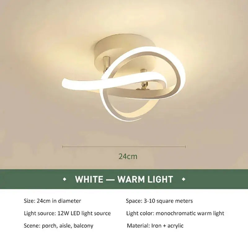 Simples Market LED ceiling light, modern minimalist iron and acrylic fixture with white warm light, 24 cm diameter.