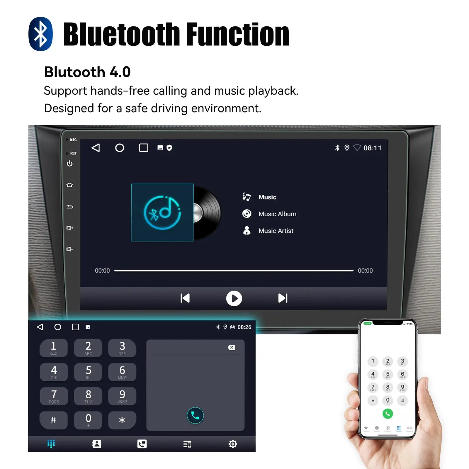 ESSGOO 7/9/10-inch 2-DIN Android car stereo with Bluetooth 4.0, CarPlay and Android Auto