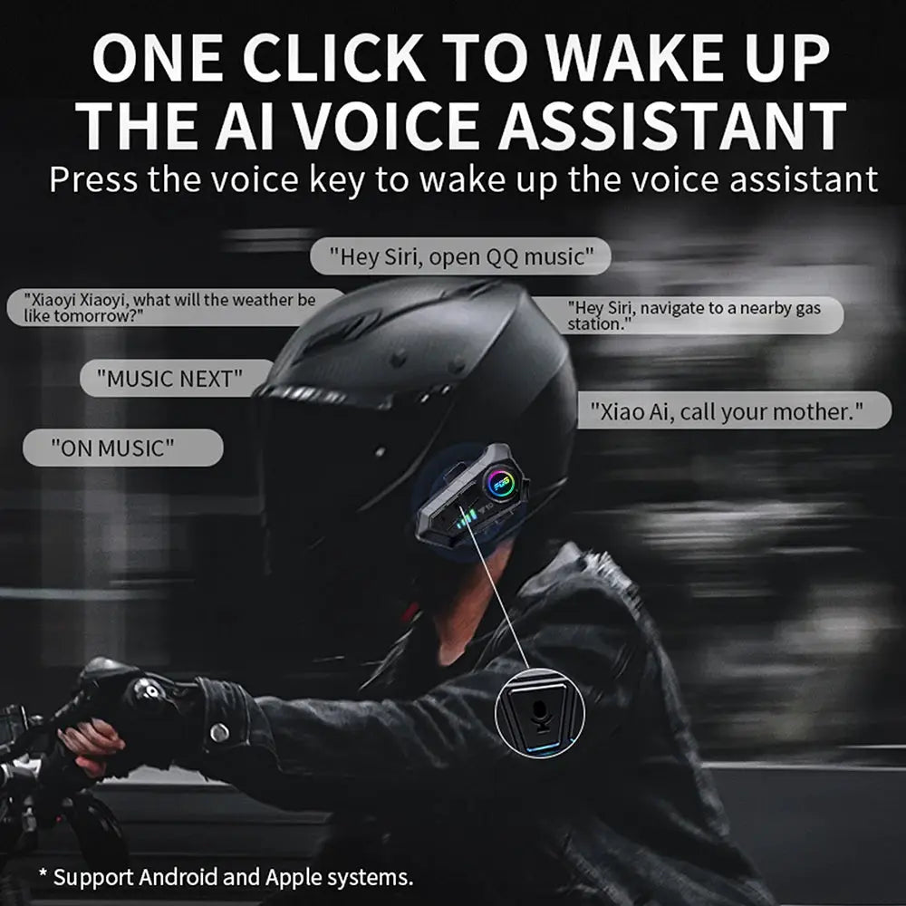 RiderPro Bluetooth 5.3 Helmet Headset Waterproof Hands Free Calls MP3 Music Player For Motorcycle