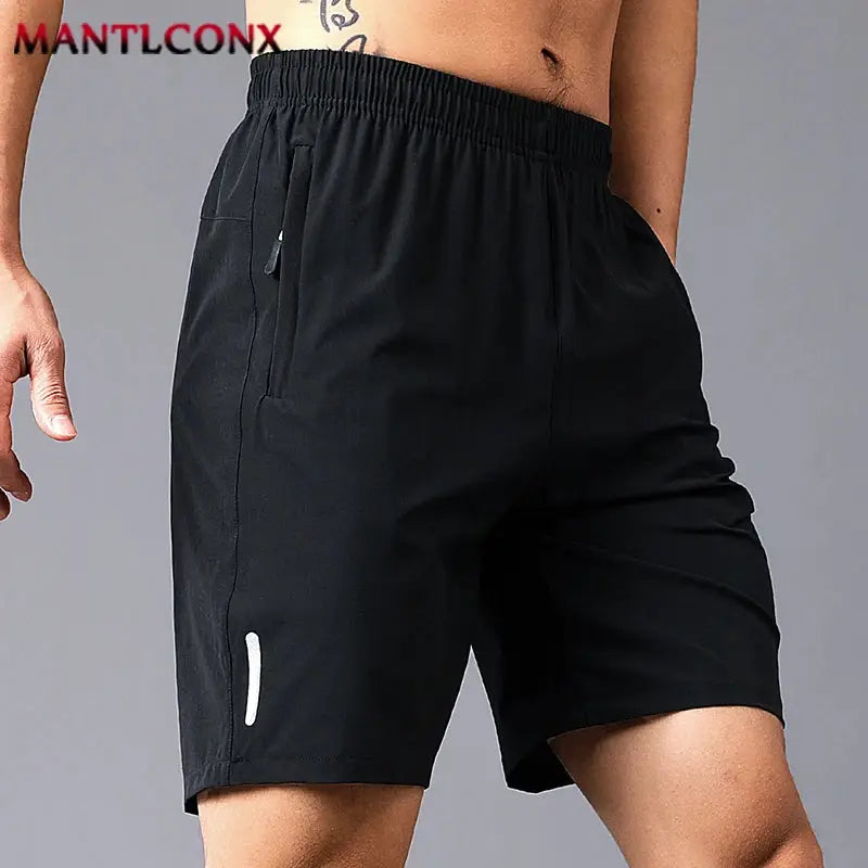 Simples Market 3XL quick-dry black men's jogging shorts with elastic waist, zip pocket and reflective stripe