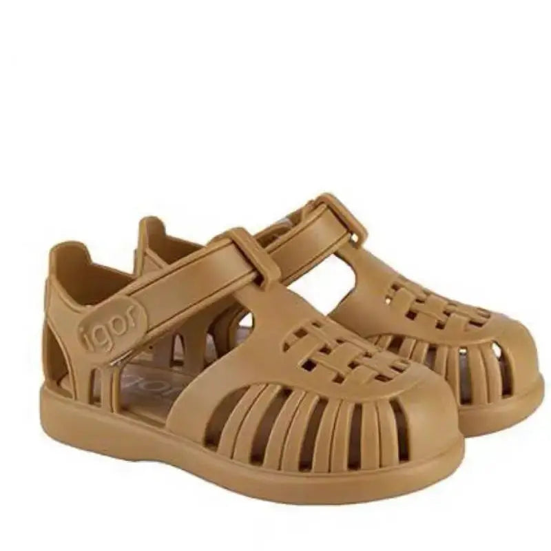 Classic Design Summer Roman Sandals For Kids Boys And Girls Breathable Casual Beach Footwear Solid Color