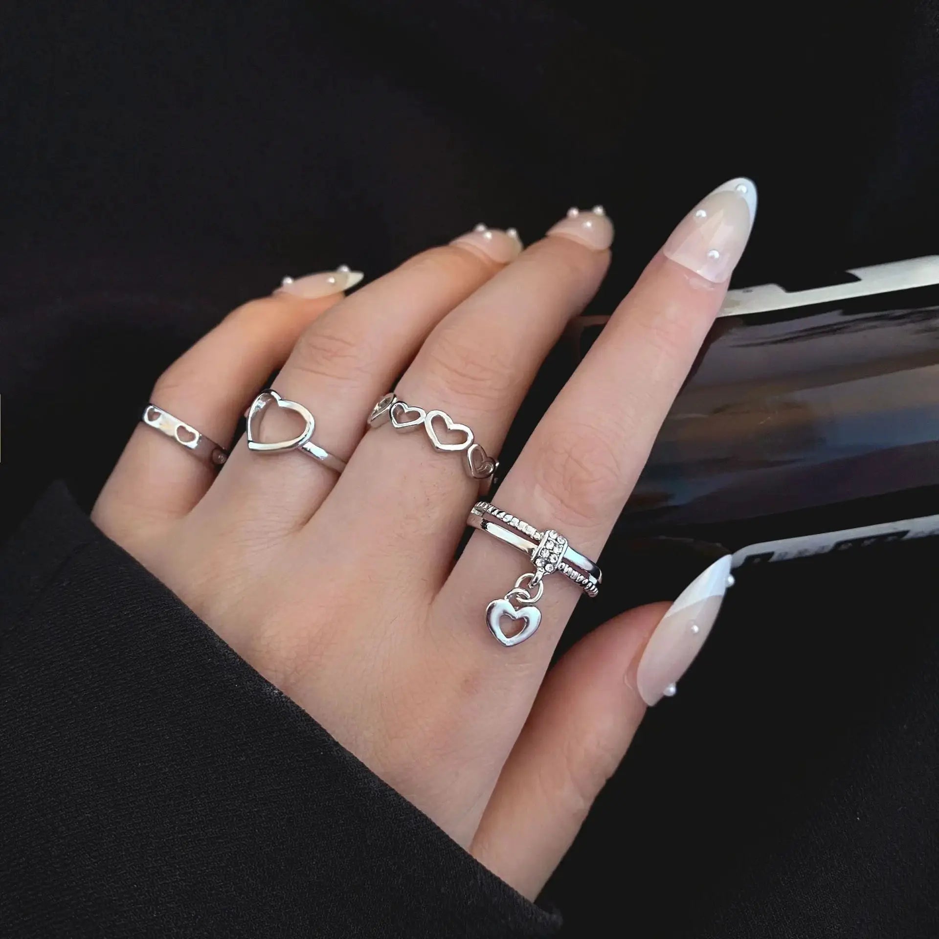 Punk Gothic Skeleton Ring Set Unisex Jewelry Grunge Butterfly Frog Motifs Hip Hop Street Style Ring Gift 2024