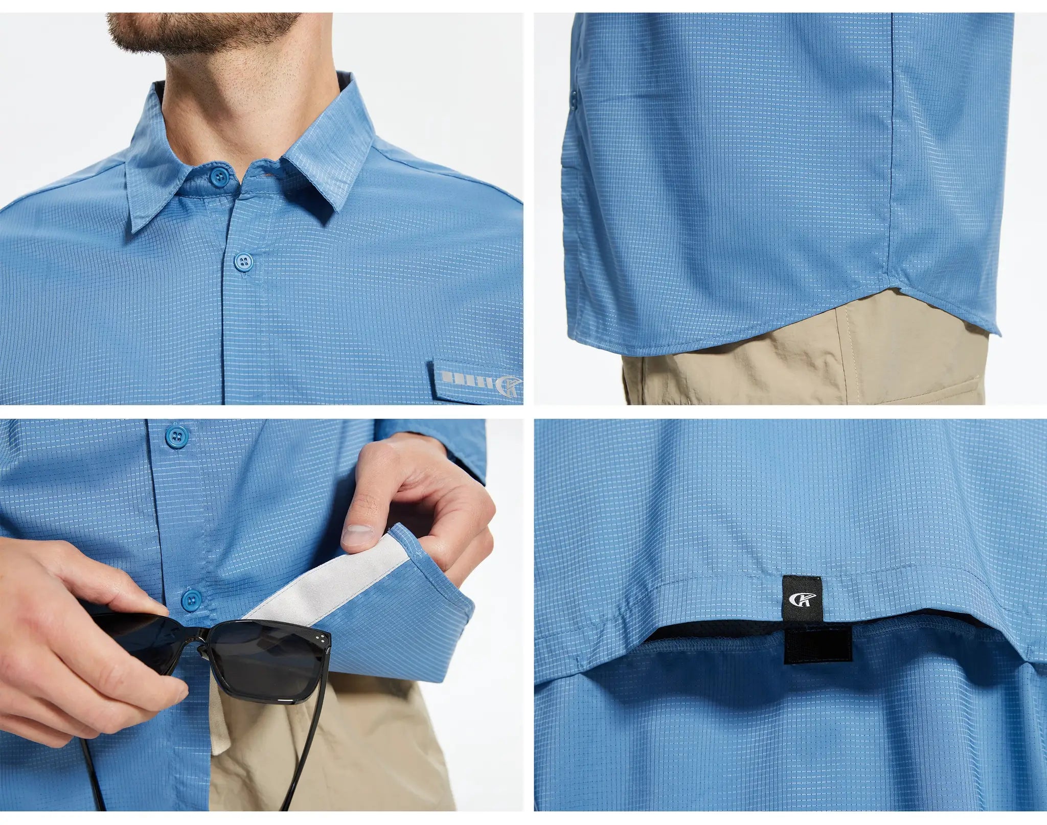 Summer Men's UPF 50+ Casual Long Sleeve Fishing Shirts, Lightweight Tactical Button Down Shirt with Breathable Back Mesh