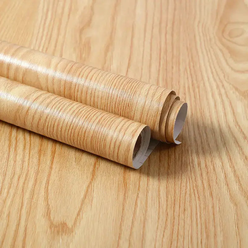 Two wood-grain vinyl wallpaper rolls, self-adhesive and waterproof PVC, Simples Market