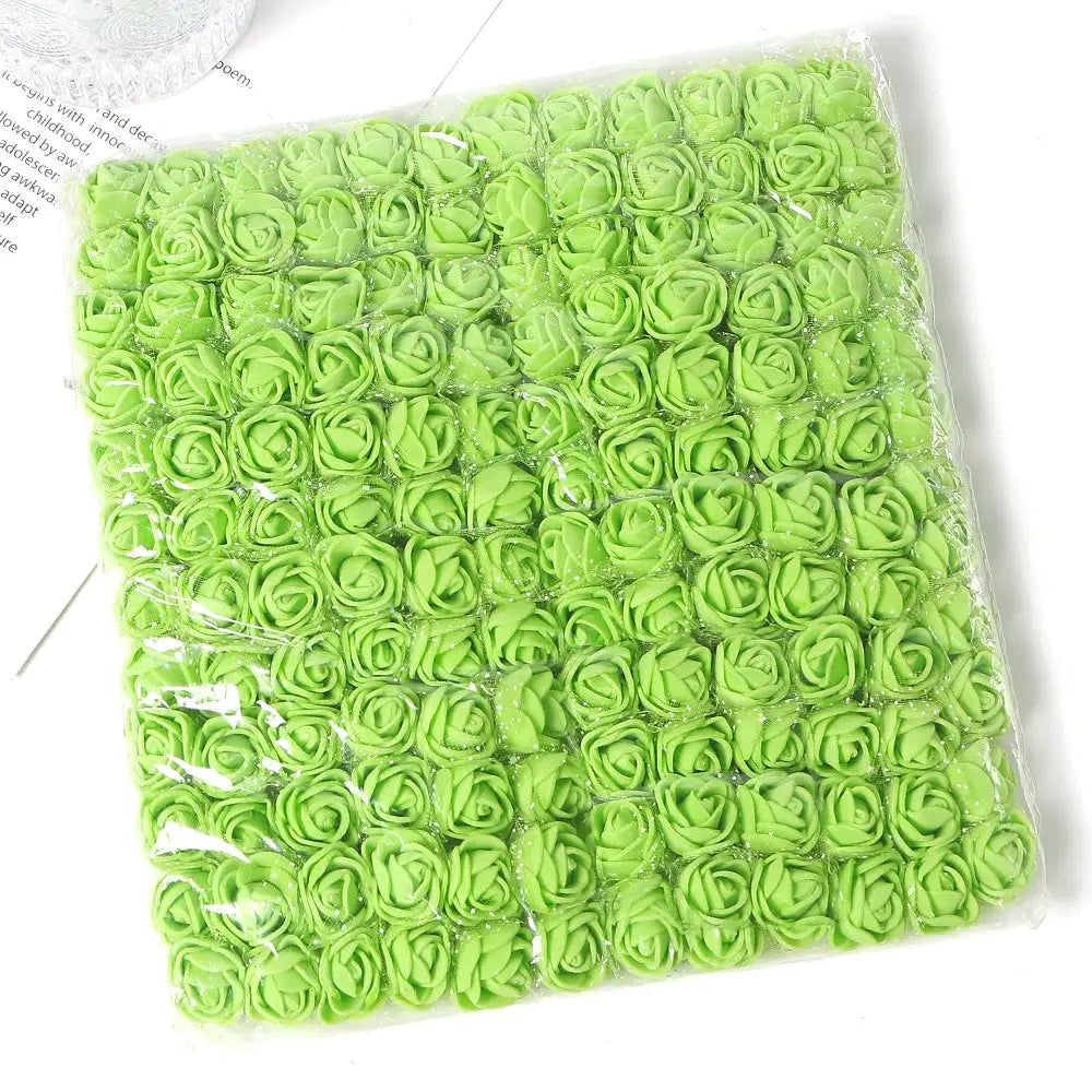 96 Pcs Mini Rose Artificial Flowers Bouquet 7.5cm Foam Fake Flowers Wedding Decoration For Home Room Decor