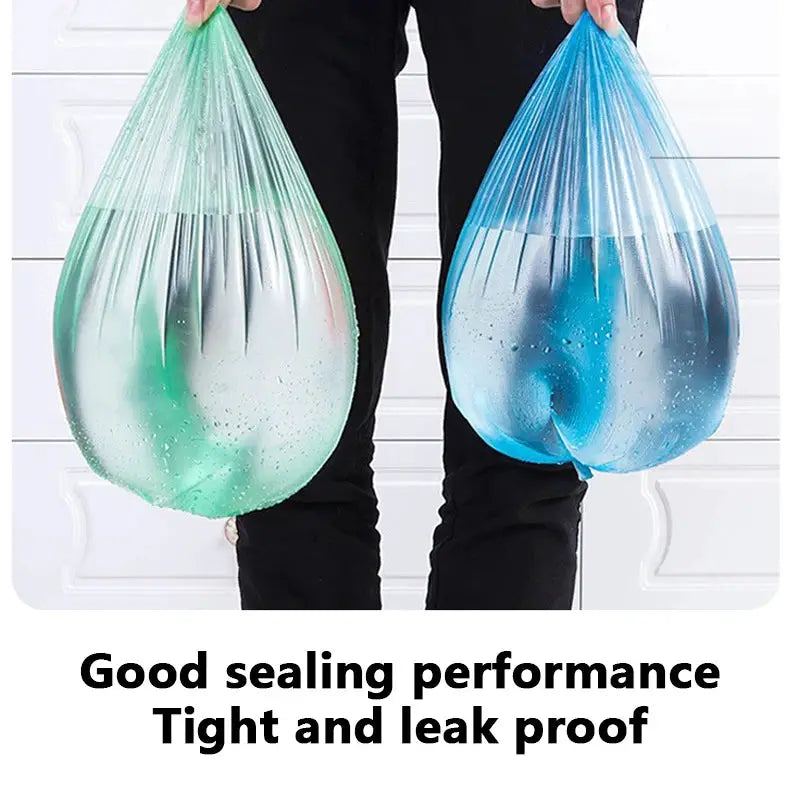 Two Simples Market disposable flat-mouth garbage bags in roll, 45x50cm, thickened and strong, green and blue