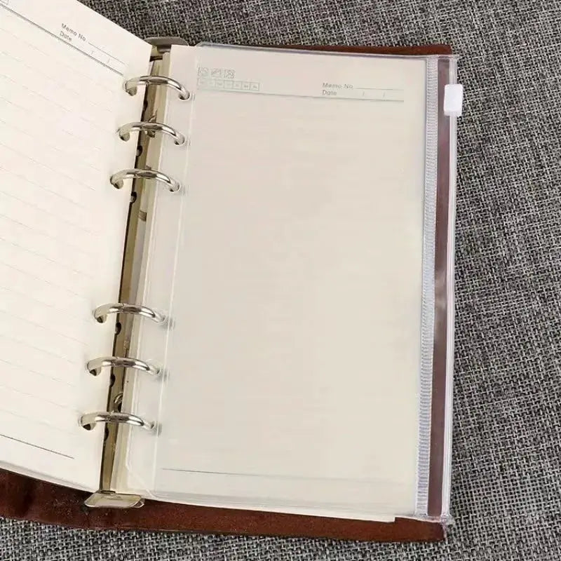 Simples Market 10-pack clear waterproof zipper binder pockets for 6-ring notebooks; transparent document organizer (A5/A6/A7).