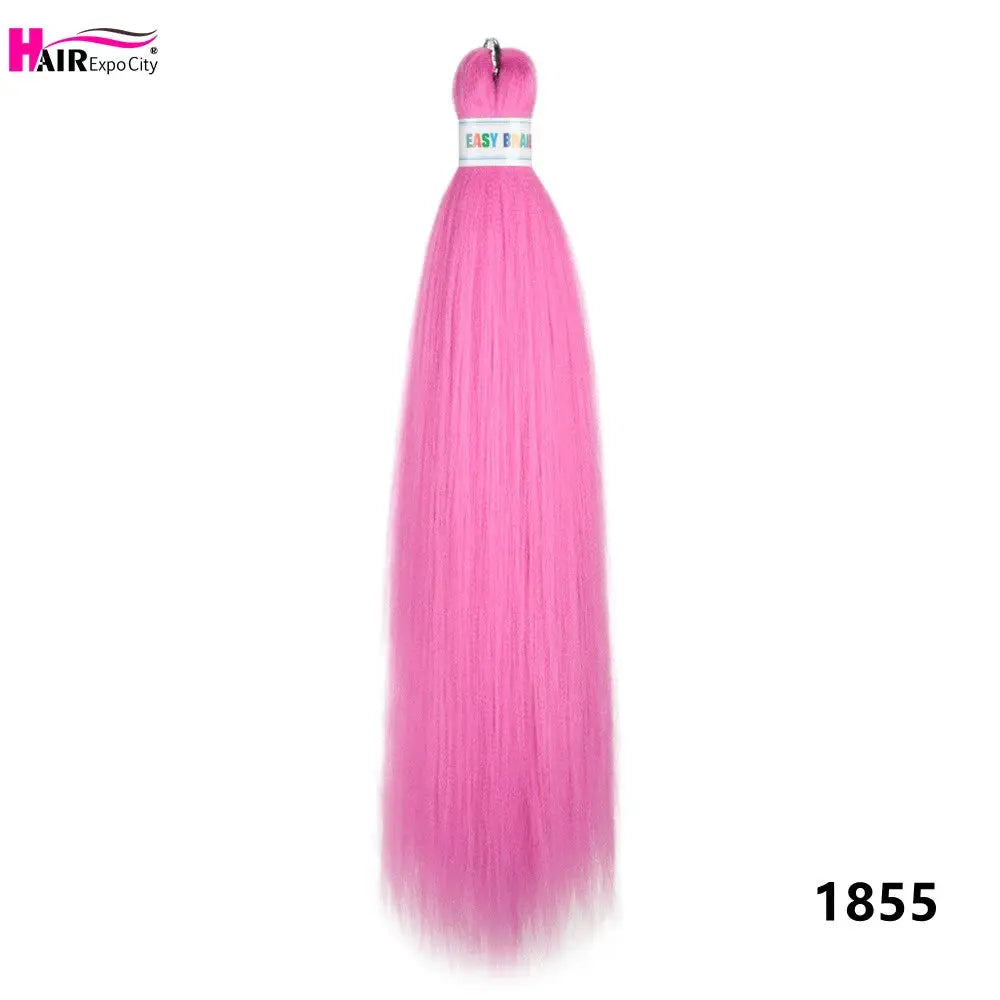 Easy Braids 26in synthetic jumbo braids hair extensions in bright pink, pre-stretched