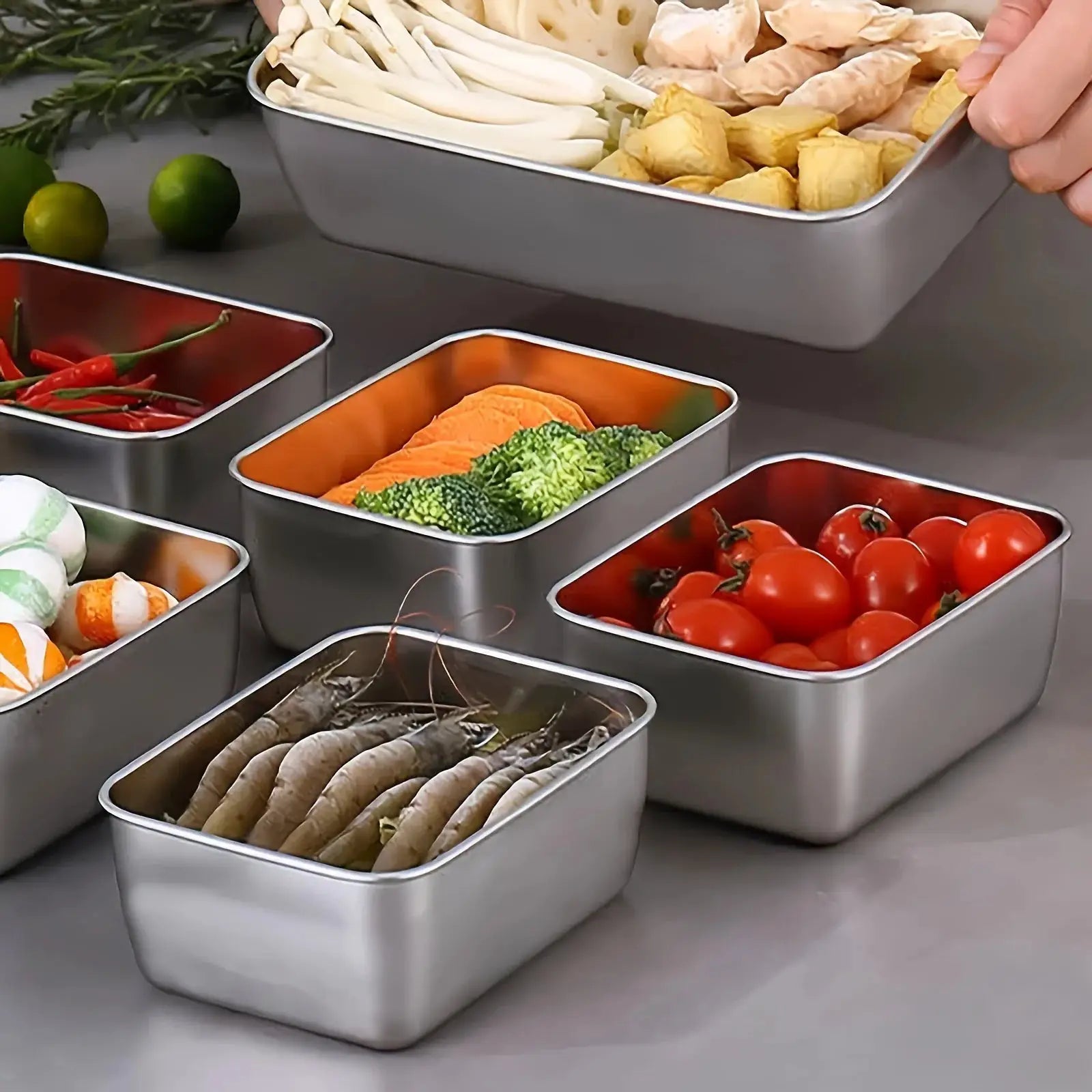 AuroraLine 6 Piece Stainless Steel Food Storage Containers Set With Lids Leakproof Stackable Reusable For Camping