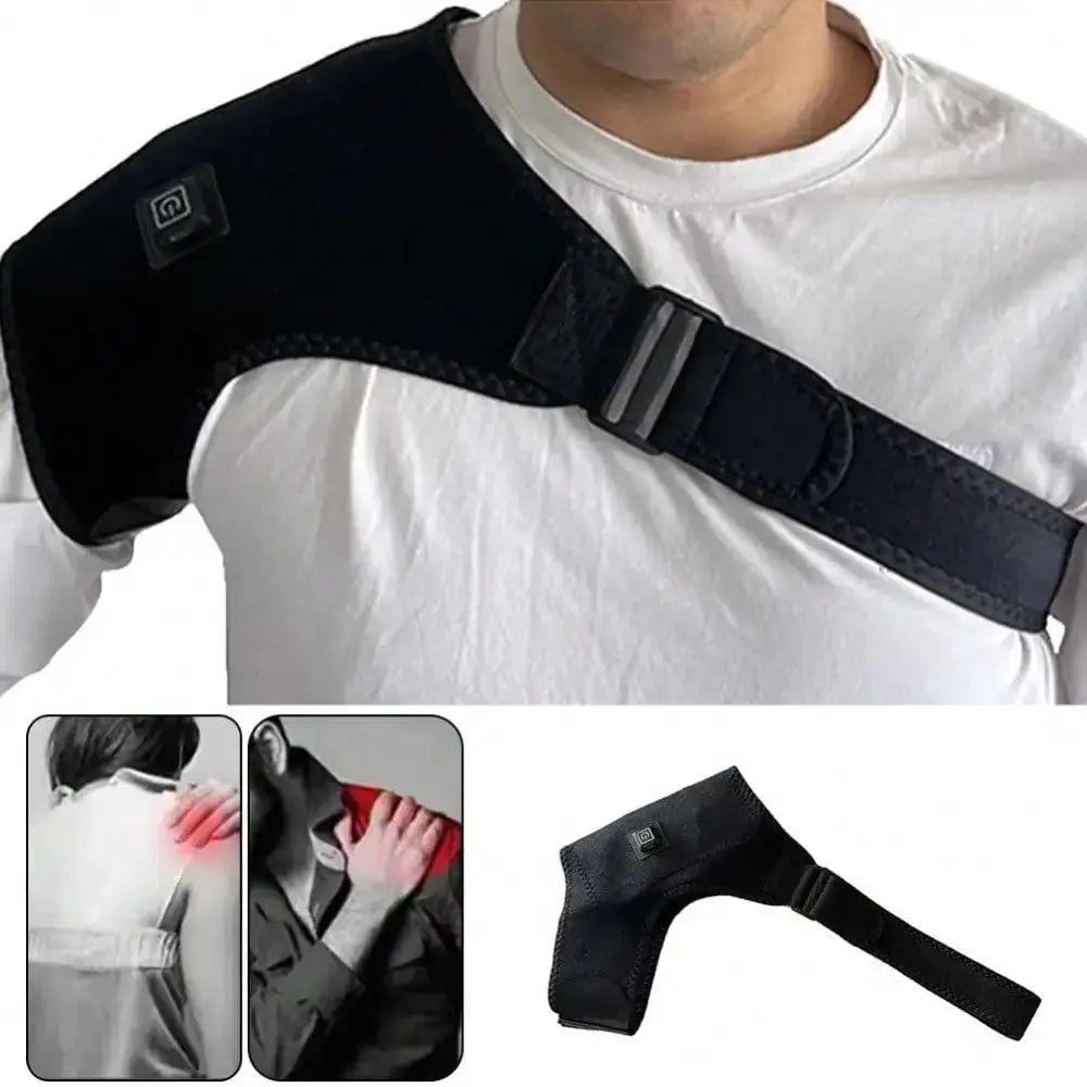 Simples Market 2026 Electric Heating Shoulder Brace Wrap, black heated shoulder massage support with adjustable strap