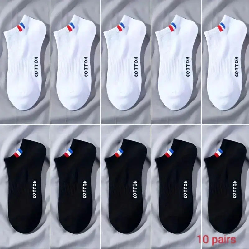 Men's Simple Solid Liner Anklet Socks Pack Of 5 Or 10 Pairs Breathable Soft Sweat Absorbent For Outdoor Wear