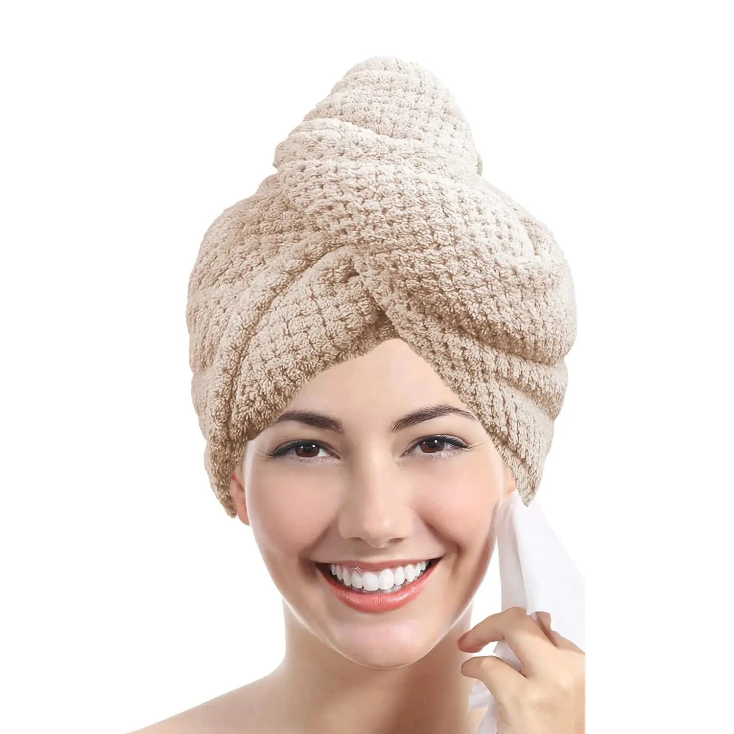 SilkNest Textured Dry Hair Cap Towel Wrap Absorbent Polyester And Polyamide Quick Dry For Secure Coverage