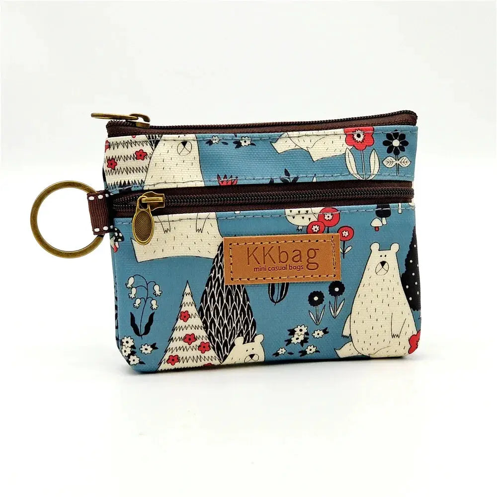 Cute Animals Wallet Zipper Purse Cartoon Patchwork Compact Lightweight Waterproof Wear Resistant Durable