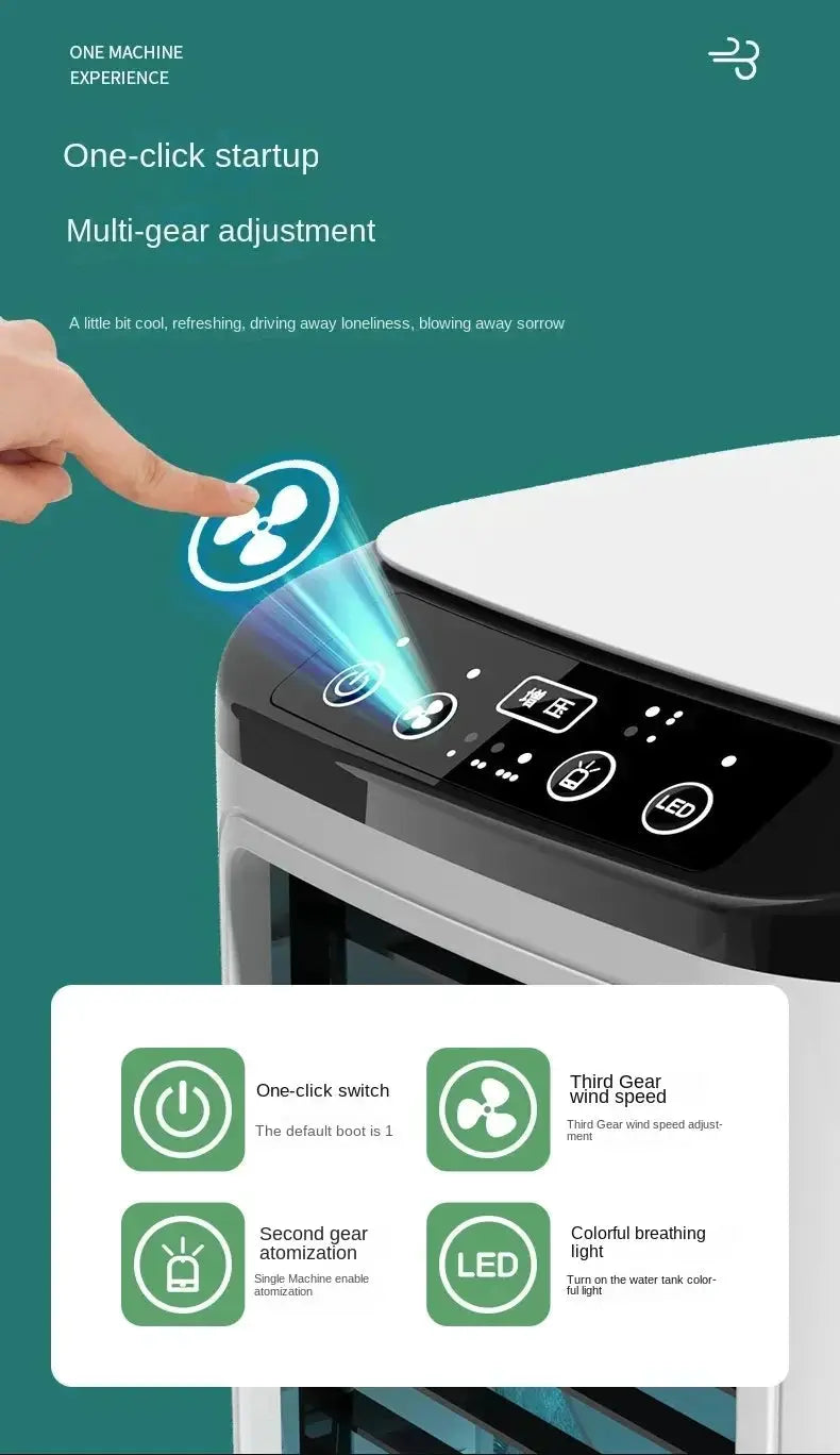 HOMEFISH desktop humidifier by Simples Market; white body with black control panel and LED indicators