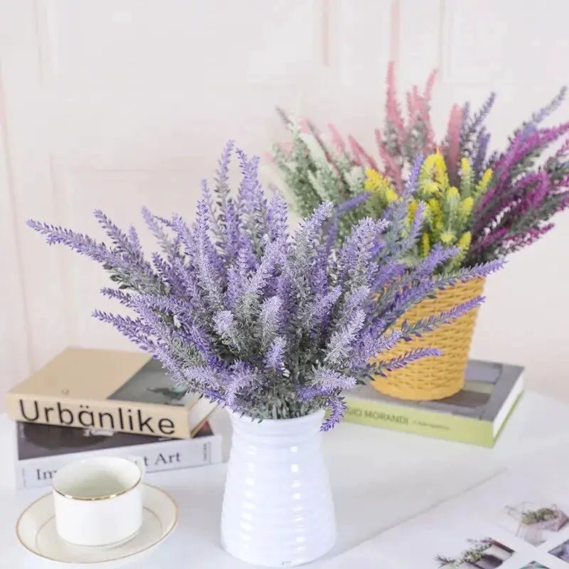 Five Piece Artificial Lavender Flowers Set For Wedding Decor Provence Nordic Style Indoor Home Vase Accent - Simples Market