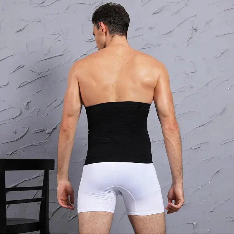 Simples Market men’s waist cincher body shaper, black strapless tummy-control shapewear
