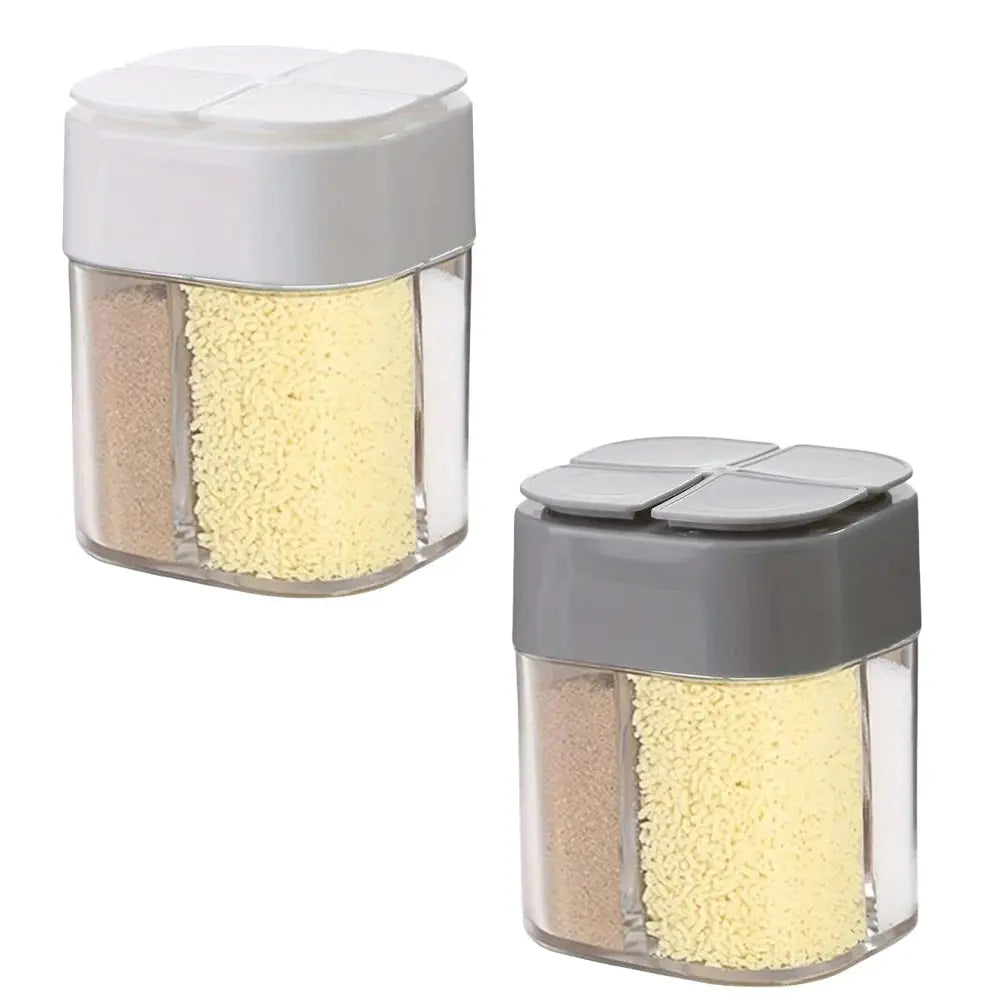 4 In 1 Camping Seasoning Shaker With Four Compartments For Outdoor BBQ Cooking Salt Pepper Storage Box And Lid